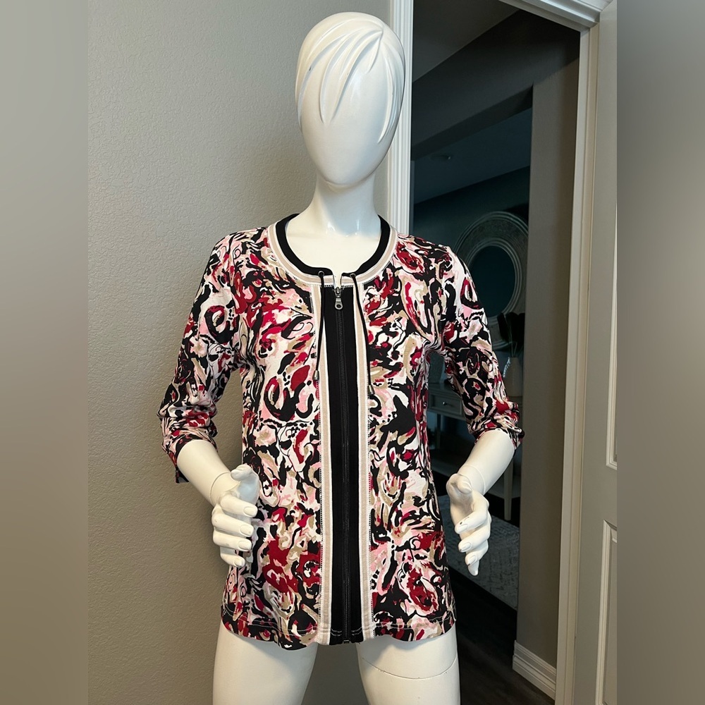 Christopher & Banks Cotton Fabric zip up sweater size M